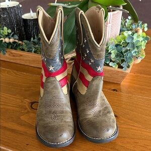 Roper Patriotic Cowboy Boots with Stars and Stripes - Size 1 - Heels Light Up